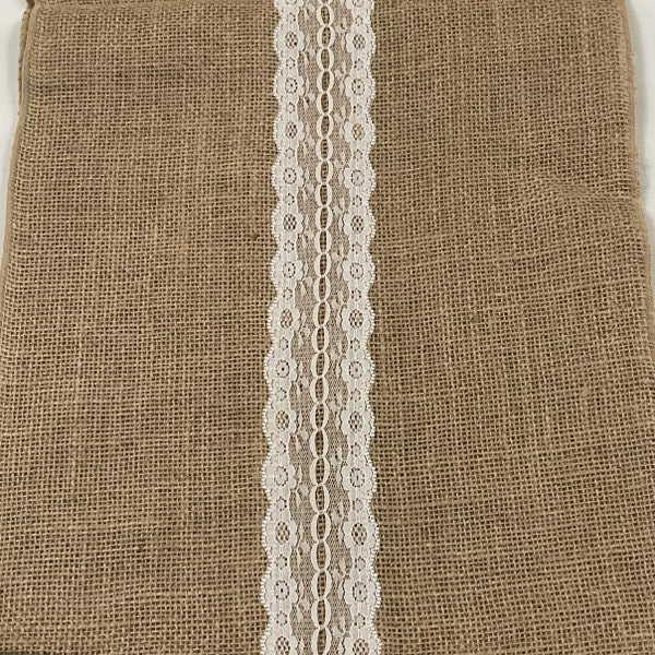 Burlap Lace Table Runner 14" x 108"