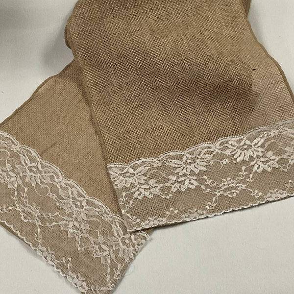 Burlap Lace Table Runner 12" x 72"