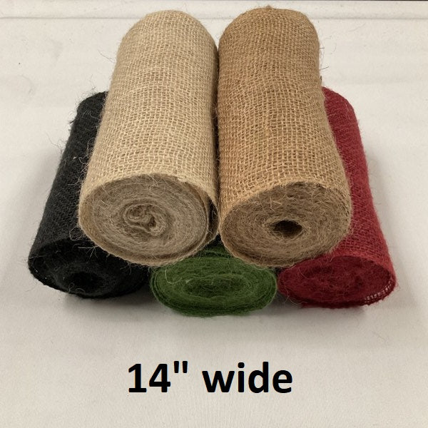 14 inch burlap ribbon - Assorted Colors Green Red Ivory