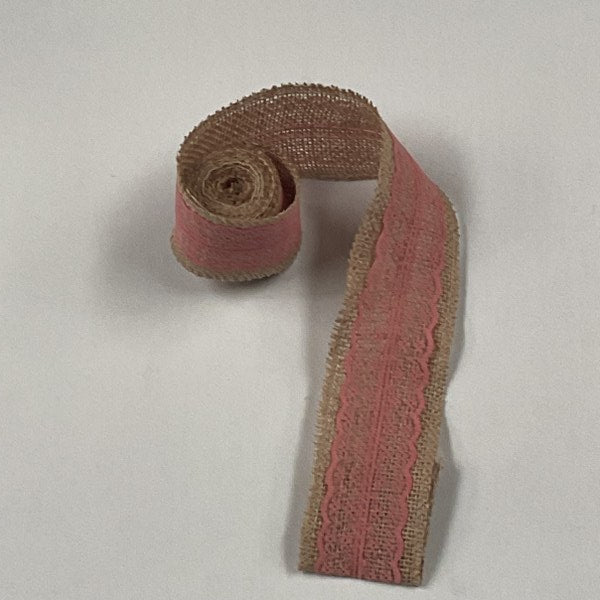 Burlap Pink Lace Ribbon