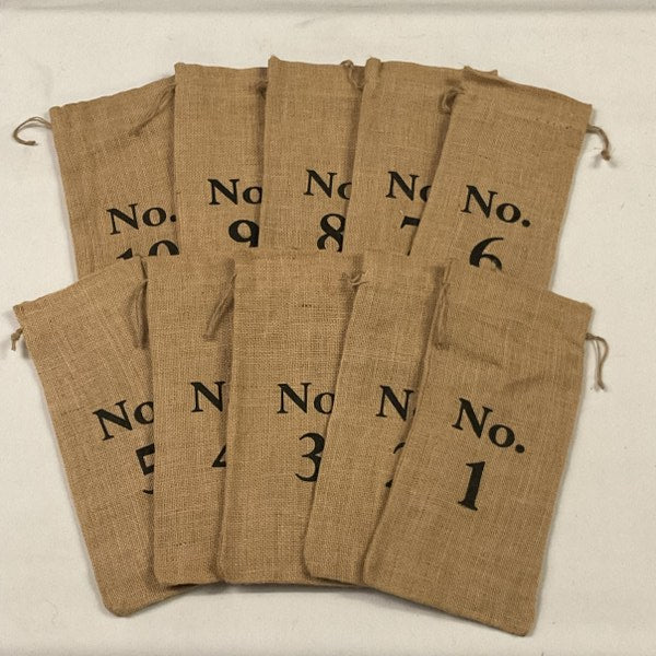 Burlap Wine Bags - Numbered 1-10