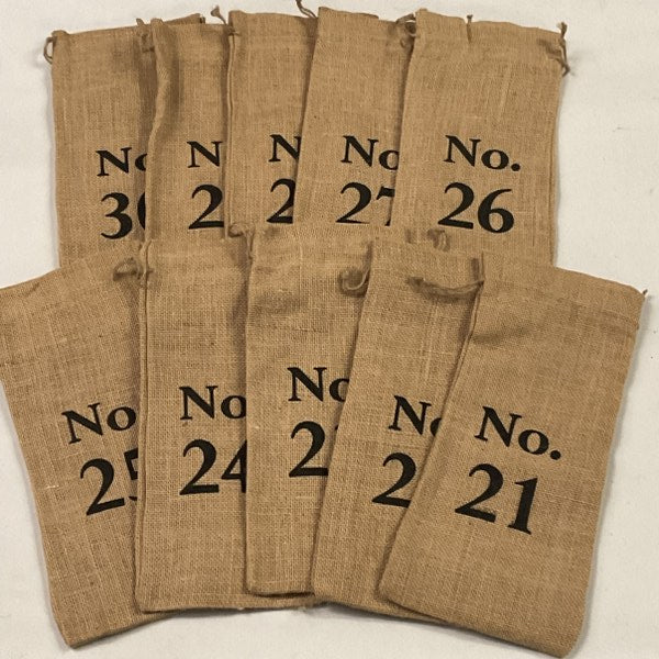 Burlap Wine Bags - Numbered 21-30