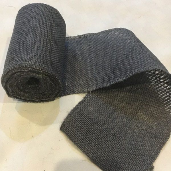 5 inch dark gray burlap ribbon