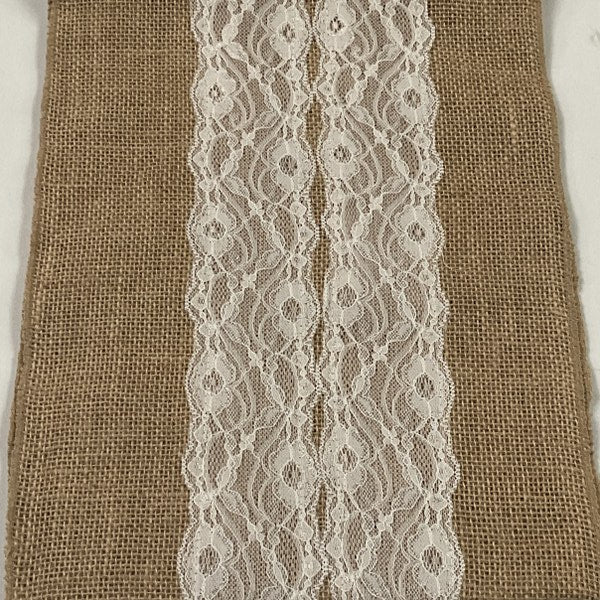 Burlap Lace Table Runner 12" x 108"