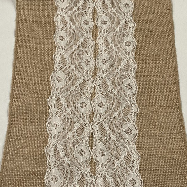 Burlap Lace Table Runner 12" x 72"