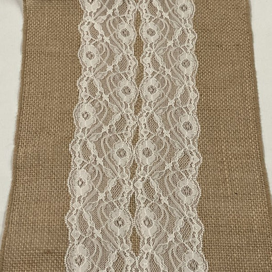 Burlap Lace Table Runner 12" x 72"