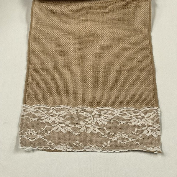 Burlap Lace Table Runner 12" x 108"