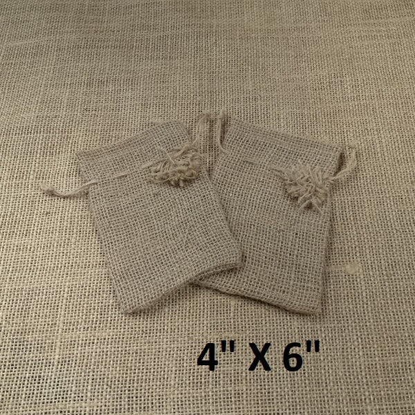 4" X 6" Burlap Bag with Drawstring