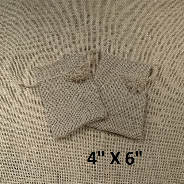 4" X 6" Burlap Bag with Drawstring