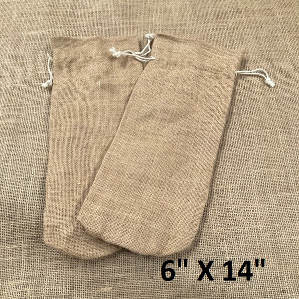 6 x 14 inch Burlap Wine Bag Drawstring