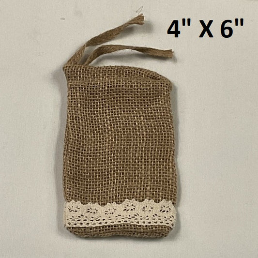 4 x 6 10 oz Burlap Lace Bag with Drawstring