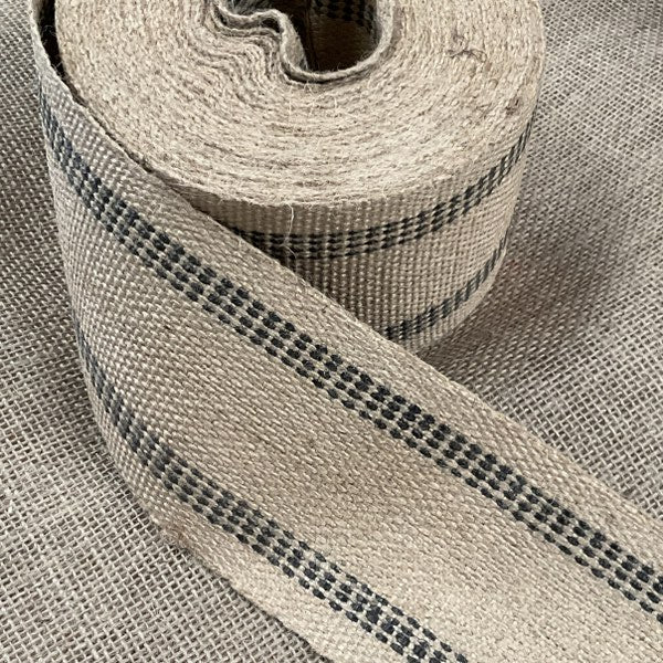  ZOENHOU 3.5 Inch x 21.8 Yard Upholstery Jute Webbing,  Thickened Jute Chair Webbing Furniture Webbing Natural with Black Stripes  for Outdoor Indoor : Sports & Outdoors