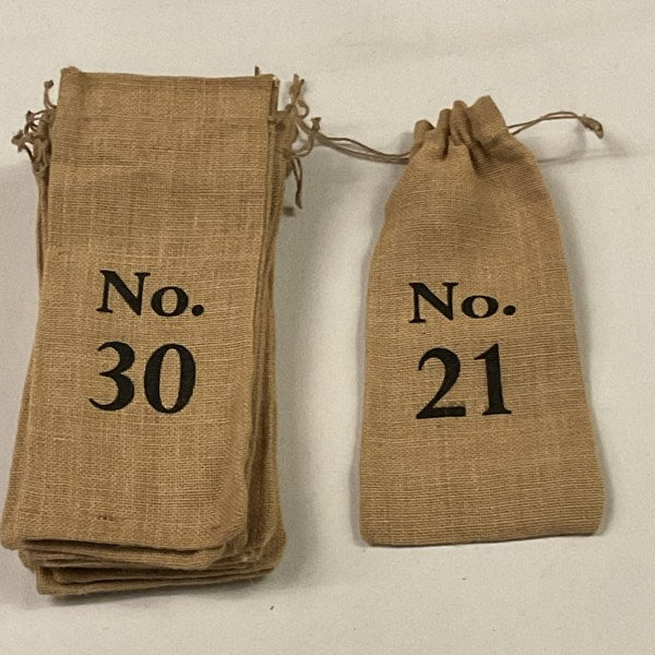 Burlap Wine Bags - Numbered 21-30